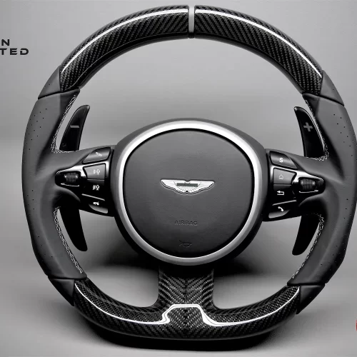 Aston Martin DB11 DBS Superleggera Vantage 2019+ Gloss Finish Silver Ring Carbon Fiber Steering Wheel v.2