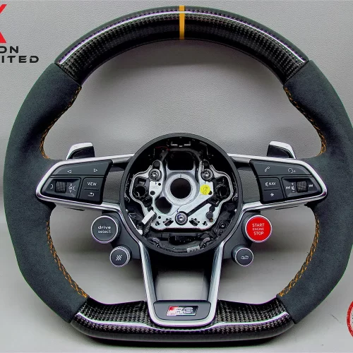 Audi R8 4S TTR TTRS 8S Orange Ring Alcantara Carbon Fiber Steering Wheel v.2