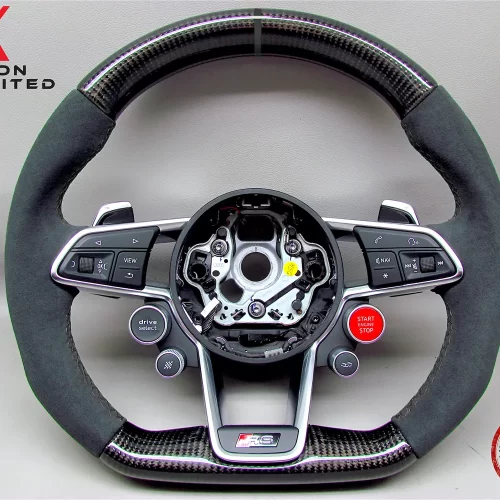 Audi R8 4S TT TTR TTRS 8S Daytona Gray Ring Alcantara Carbon Fiber Steering Wheel v.2