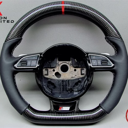 Audi RS3 RS4 RS5 RS6 RS7 S3 S4 S5 Red Ring Napa Leather Carbon Steering Wheel v.1