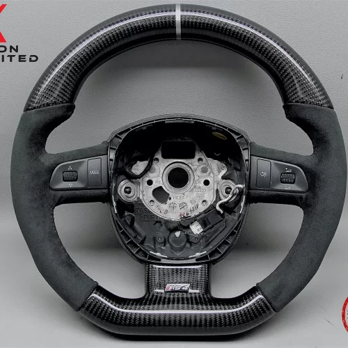 Audi RS4 B7 Silver Ring Small Diameter Alcantara Carbon Steering Wheel