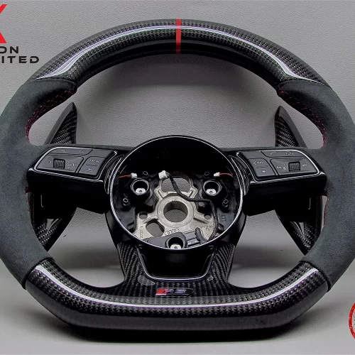 Audi S3 RS3 8V S4 RS4 S5 RS5 B9 SQ2 Red Ring Alcantara Carbon Steering Wheel v.2