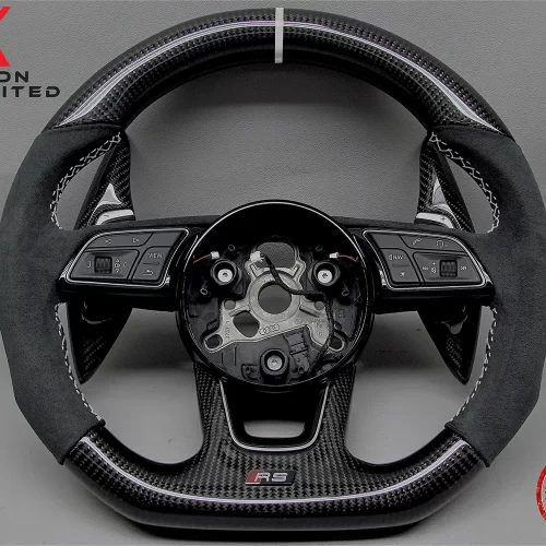 Audi S3 RS3 8V S4 RS4 S5 RS5 B9 SQ2 White Ring Alcantara Carbon Steering Wheel v.2