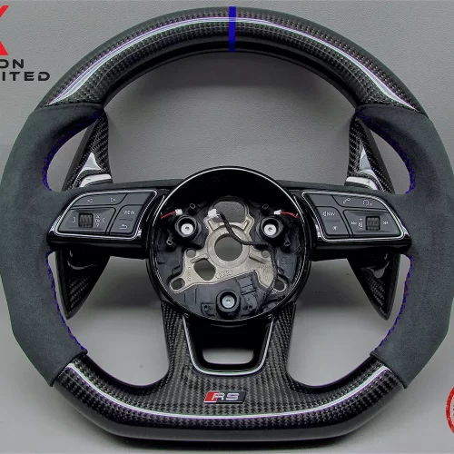 Audi S3 RS3 8V S4 RS4 S5 RS5 B9 SQ2 Navarra Blue Ring Alcantara Carbon Steering Wheel v.2