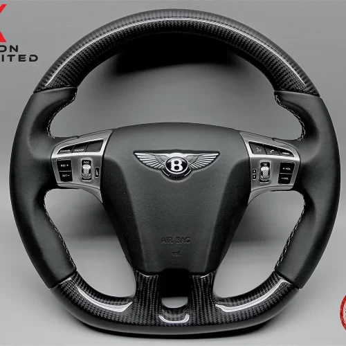 Bentley Continental 2011-2018 & Flying Spur 2013-2019 No Ring Napa Leather Gloss Finish Carbon Fiber Steering Wheel v.1