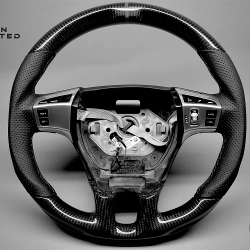 Bentley Continental 2011-2018 & Flying Spur 2013-2019 Dark Gray Ring Perforated Leather Gloss Finish Carbon Fiber Steering Wheel v.2