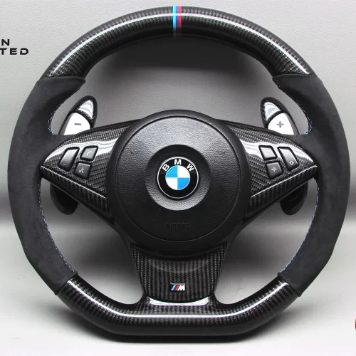 BMW E60 M5 E63 M6 Coupe E64 M6 Convertible M Ring Alcantara Gloss Finish Carbon Fiber Steering Wheel