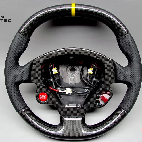 Ferrari F430 Berlinetta Spider Yellow Ring Perforated Leather Gloss Finish Carbon Fiber Steering Wheel