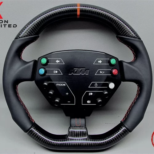 KTM X-Bow Orange Ring Napa Leather Gloss Finish Carbon Fiber Steering Wheel