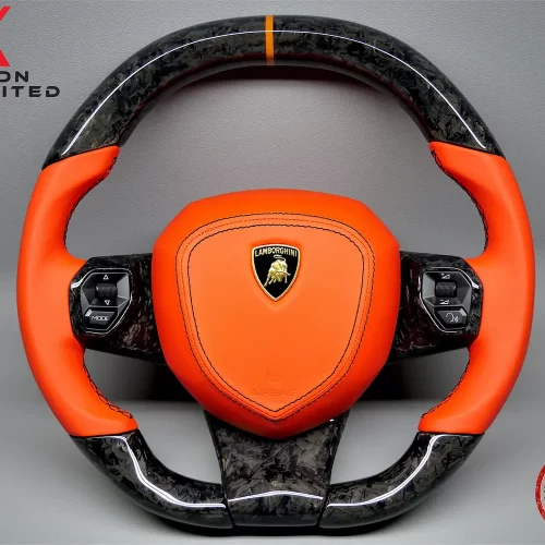 Lamborghini Aventador LP700 LP720 LP740 LP750 LP770 LP780 SVJ 63 Sian Arancio Dryope Napa Leather Forged Carbon Fiber Steering Wheel v.2