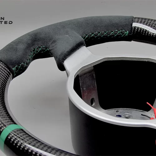 Lotus Series 3 Elise Exige Cup S Sport British Racing Green Ring Alcantara Gloss Finish Carbon Fiber Steering Wheel v.2