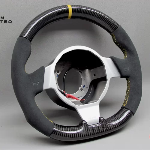 Lotus Series 3 Elise Exige Cup S Sport Yellow Ring Alcantara Gloss Finish Carbon Fiber Steering Wheel v.2