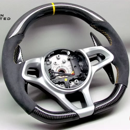 McLaren Artura 600LT 675LT 620R 570S 540C 650S Spider MP4-12C Yellow Ring Alcantara Gloss Finish Carbon Fiber Steering Wheel v.1