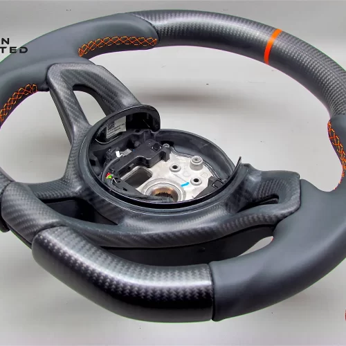 McLaren Artura 600LT 675LT 620R 570S 540C 650S Spider MP4-12C Orange Ring Napa Leather Matte Satin Finish Carbon Fiber Steering Wheel v.1