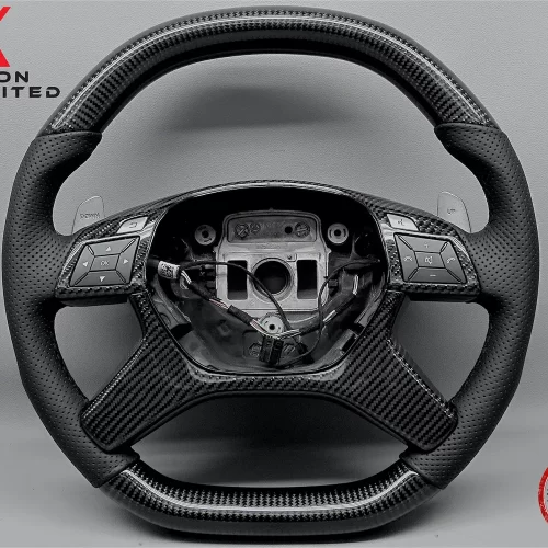 Mercedes G500 G63 G65 GL550 GL63 ML63 No Ring Perforated Leather Carbon Fiber Steering Wheel v.2