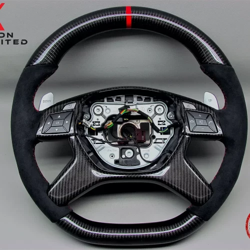 Mercedes G500 G63 G65 GL550 GL63 ML63 Red Ring & Stitch Alcantara Carbon Fiber Steering Wheel v.1