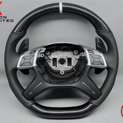 Mercedes G500 G63 G65 GL550 GL63 ML63 White Ring Napa Leather Carbon Fiber Steering Wheel v.1