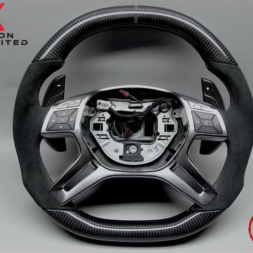 Mercedes G500 G63 G65 GL550 GL63 ML63 Dark Gray Ring Alcantara Carbon Fiber Steering Wheel v.2