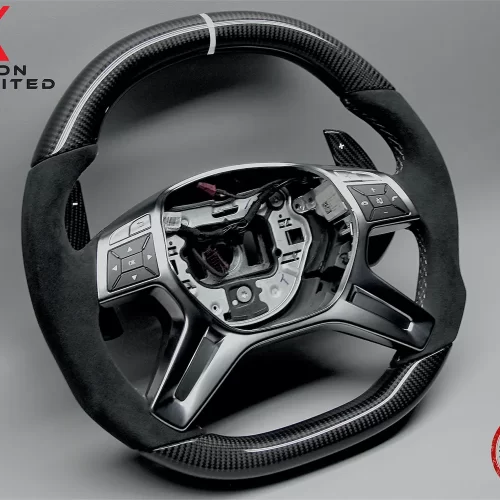 Mercedes G500 G63 G65 GL550 GL63 ML63 White Ring Alcantara Carbon Fiber Steering Wheel v.2