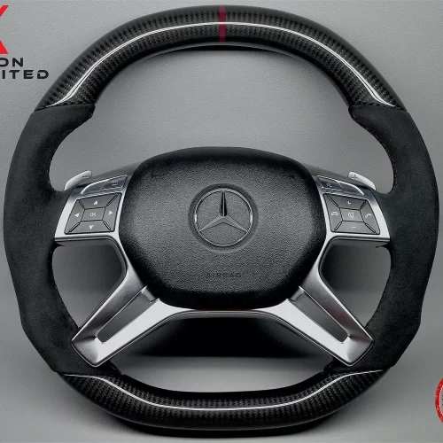 Mercedes G500 G63 G65 GL550 GL63 ML63 Burgundy Ring Alcantara Carbon Fiber Steering Wheel v.2