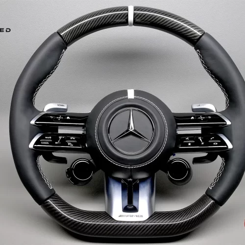 Mercedes W223 S63 AMG E Performance 2023 + White Ring Napa Leather Carbon Fiber Heated & Distronic Plus Steering Wheel v.1