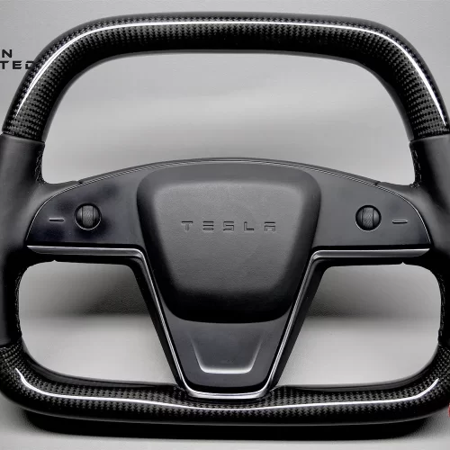 Tesla Model S Plaid & Model X Plaid Napa Leather Gloss Finish Carbon Steering Wheel v.1