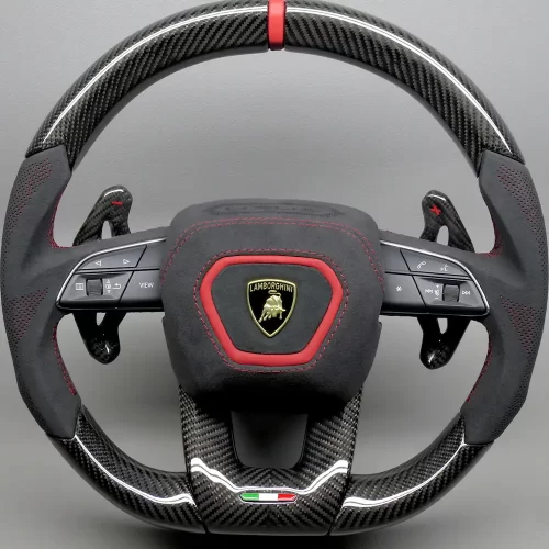 Lamborghini Urus S Performante Red Leather Ring Alcantara Gloss Finish Carbon Fiber Steering Wheel