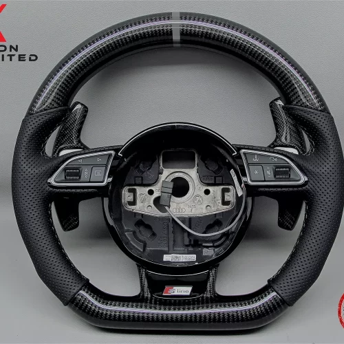 Audi RS3 RS4 RS5 RS6 RS7 S3 S4 S5 Dark Gray Ring Perforated Leather Carbon Steering Wheel v.1