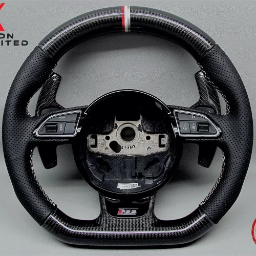 Audi RS7 RS6 C7 RS5 S5 RS4 S4 RS3 Red White Silver Ring Perforated Leather Carbon Steering Wheel v.2