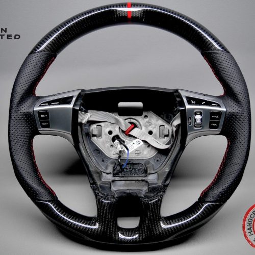 Bentley Continental 2011-2018 & Flying Spur 2013-2019 Red Ring Perforated Leather Gloss Finish Carbon Fiber Steering Wheel v.2