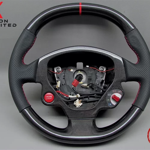 Ferrari F430 Berlinetta Spider Red Ring Perforated Leather Gloss Finish Carbon Fiber Steering Wheel