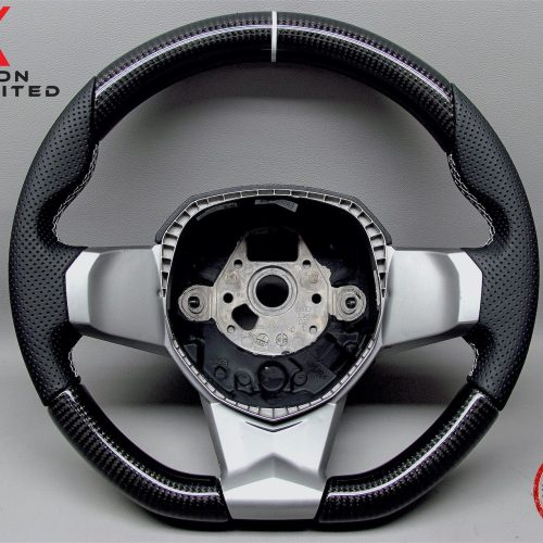 Lamborghini Aventador LP700 LP720 LP740 LP750 LP770 LP780 SVJ 63 Sian White Ring Perforated Leather Carbon Fiber Steering Wheel v.4