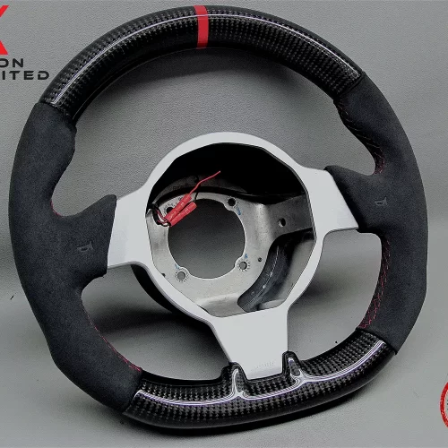 Lotus Series 3 Elise Exige Cup S Sport Red Ring Alcantara Gloss Finish Carbon Fiber Steering Wheel v.2