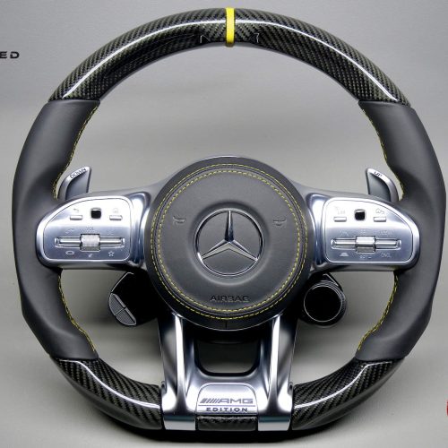 Mercedes W463 G63 2018-Present, AMG GT 63 4-Door 2019-2021, AMG GT R 2020-Present Various Color Leather Rings Napa Gloss Finish Carbon Fiber Steering Wheel v.1