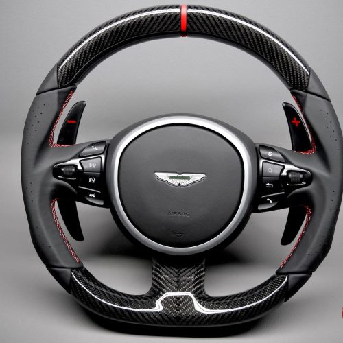 Aston Martin DB11 DBS Superleggera Vantage 2019+ Gloss Finish Various Color Leather Ring Options Carbon Fiber Steering Wheel v.2