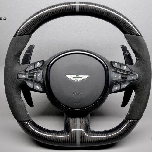 Aston Martin DBX707 DBX Xenon Gray Ring Alcantara Gloss Finish Carbon Fiber Steering Wheel v.3