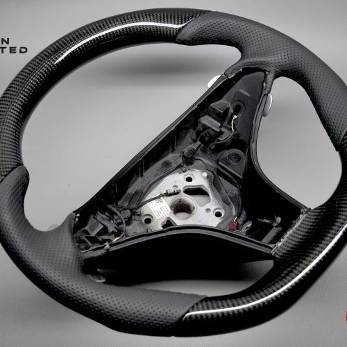 Mercedes R230 SL63 W219 CLS63 R171 SLK55 No Ring Perforated Leather Gloss Finish Carbon Fiber Steering Wheel v.1