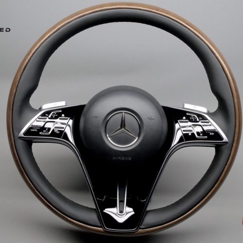 Mercedes-Maybach S580 4 Matic, S680 4 Matic Napa Leather Heated & Distronic Plus Matte Satin Finish Natural Grain Walnut Wood Veneer with Aluminum Lines Steering Wheel v.1