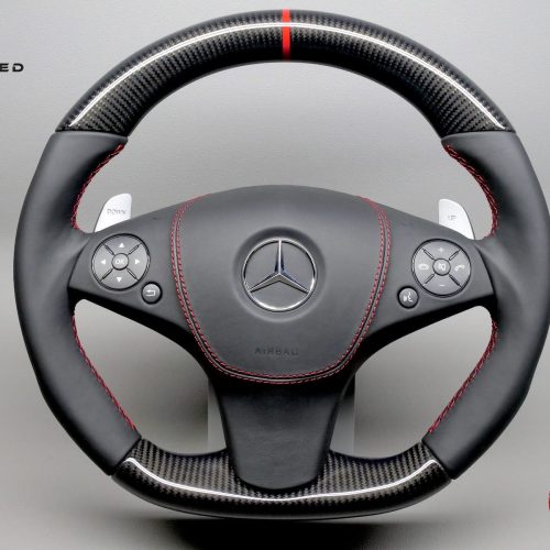 Mercedes W204 C63 AMG 2008-2011 Red Ring Napa Leather Carbon Fiber Steering Wheel