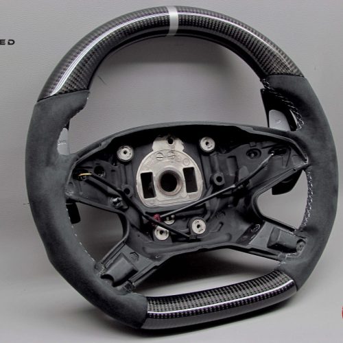 Mercedes W212 E63 AMG Pre-Facelift Silver Ring Alcantara Small Diameter Gloss Finish Carbon fiber Steering Wheel