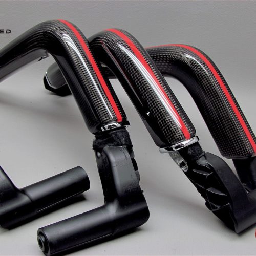 Porsche Cayenne 958 2011-2018 Gloss Finish Red Accent Carbon Fiber Interior Grab Handle Set