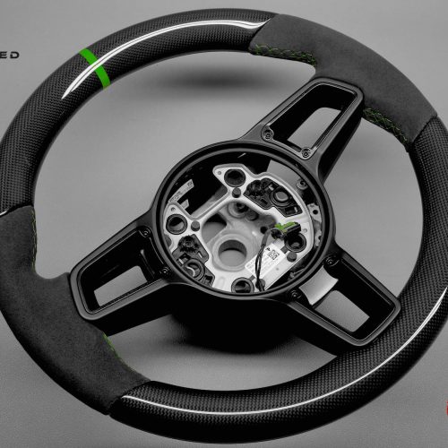 Porsche 991.2 Gen 2 GT3 GT3 RS GT3 RS 4.0 2018-2019 Green Ring Alcantara Gloss Finish Carbon Fiber Heated Steering Wheel v.3